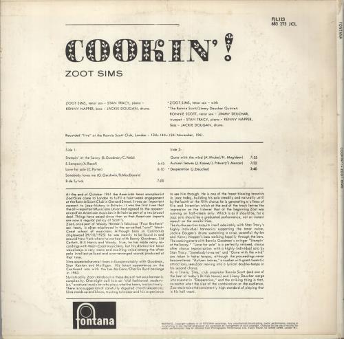 Zoot Sims Cookin'! vinyl LP album (LP record) UK ZA1LPCO735845