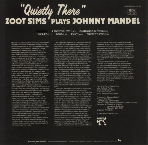 Zoot Sims Quietly There vinyl LP album (LP record) German ZA1LPQU469873