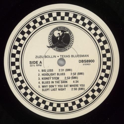 Zuzu Bollin Texas Bluesman vinyl LP album (LP record) US ZU0LPTE548621