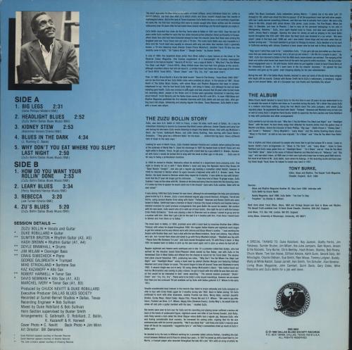 Zuzu Bollin Texas Bluesman vinyl LP album (LP record) US ZU0LPTE548621