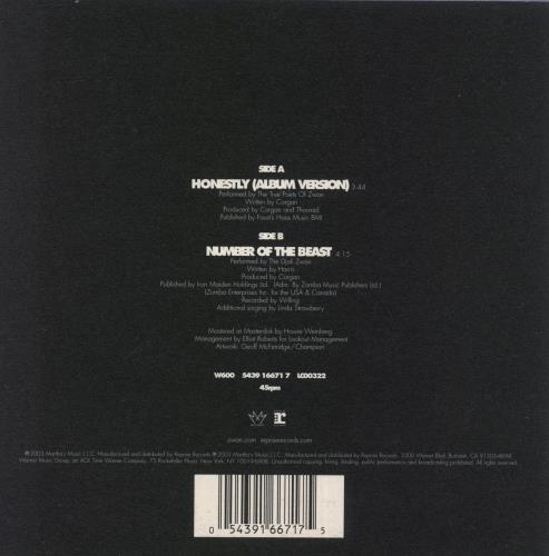 Zwan Honestly 7" vinyl single (7 inch record / 45) UK ZWA07HO237068