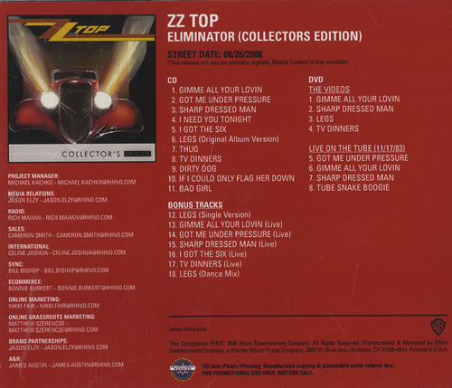 ZZ Top Eliminator CD-R acetate US ZZTCREL468870
