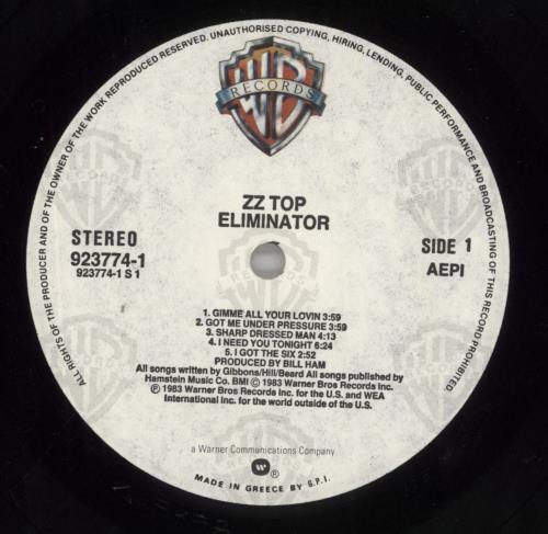 ZZ Top Eliminator vinyl LP album (LP record) Greek ZZTLPEL579047