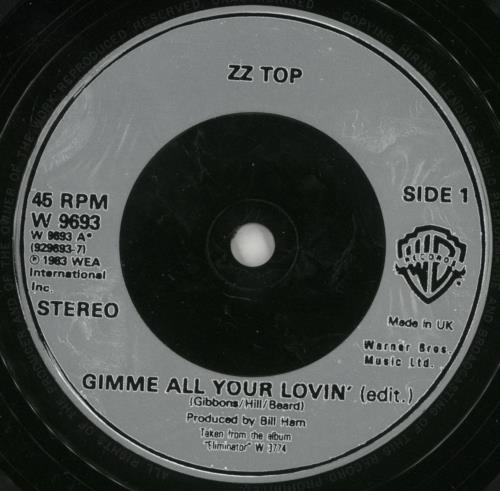 ZZ Top Gimme All Your Lovin' - Inj 7" vinyl single (7 inch record / 45) UK ZZT07GI273018