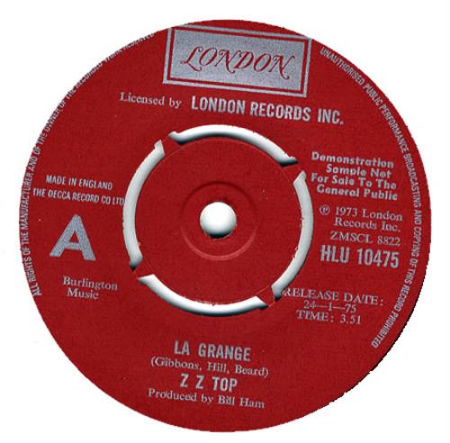 ZZ Top La Grange 7" vinyl single (7 inch record / 45) UK ZZT07LA367249