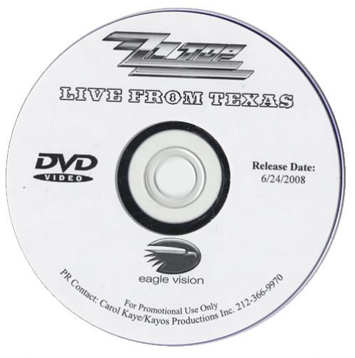 ZZ Top Live From Texas promo DVD-R US ZZTDRLI441332