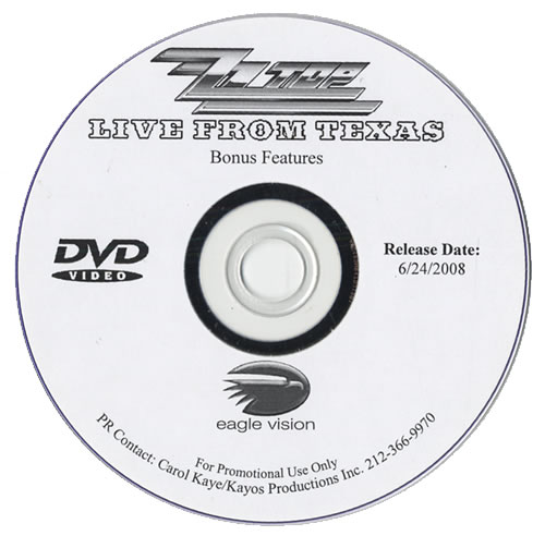 ZZ Top Live From Texas promo DVD-R US ZZTDRLI441332